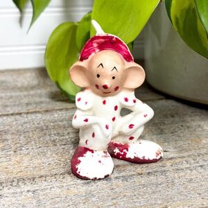 Vintage‎ mini pixie elf figurine- small ceramic elf clown